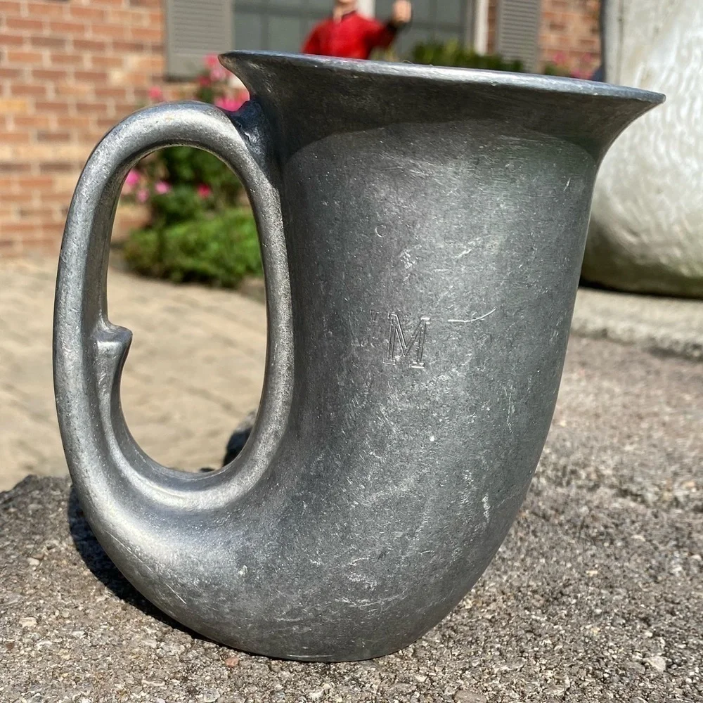 WILTON ARMETALE~VINTAGE~PEWTER BUGLE BEER STEIN~ENGRAVED ‘M’~ MADE IN USA ~G21